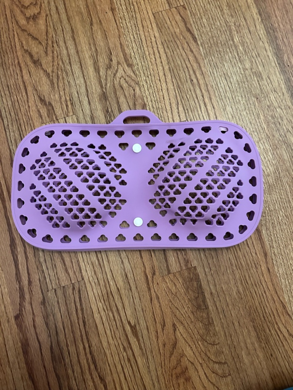 Purple Heart-Patterned travel case for bras. Keeps underwires in perfect shape.